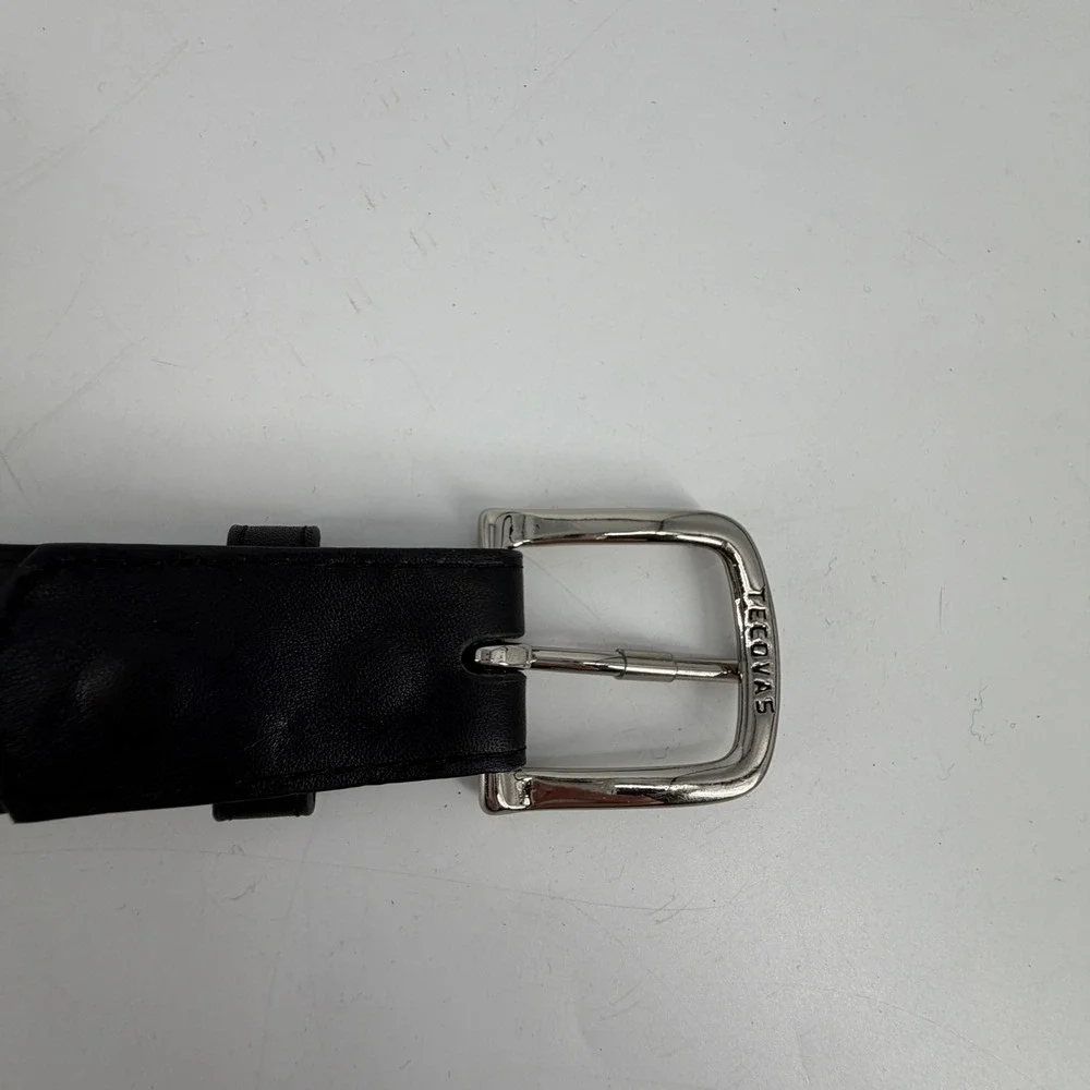 Tecovas Mens Black Leather Western Belt Silver Buckle Size 34 Handcrafted